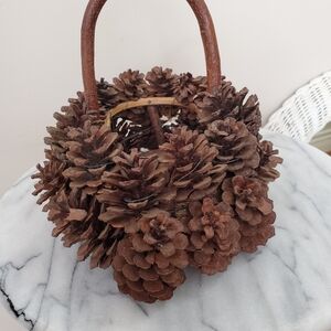 Vintage Brown Pinecone Basket